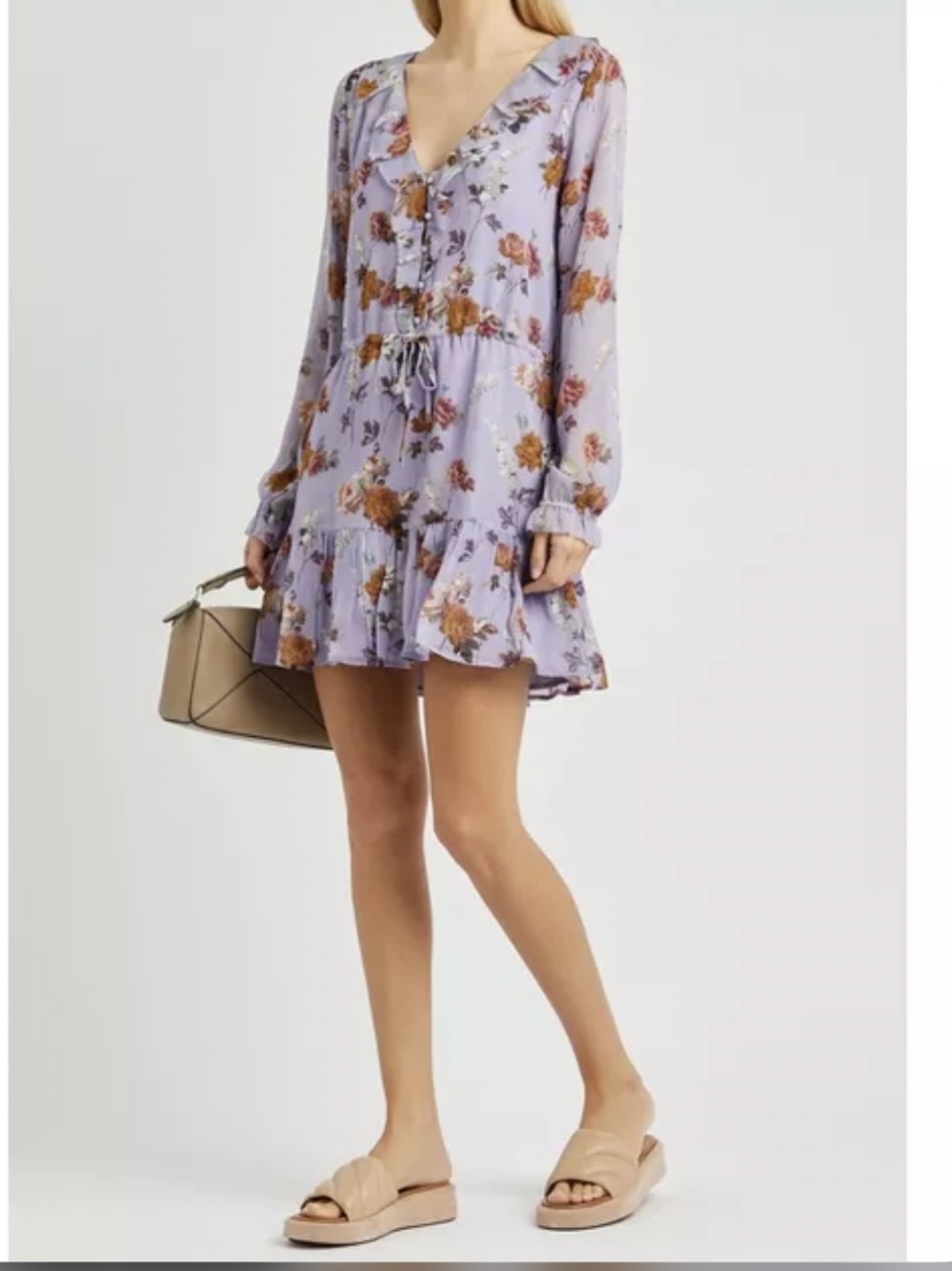 Paige Anjelina Floral Print Long Sleeve Silk Dress Size Small NWT